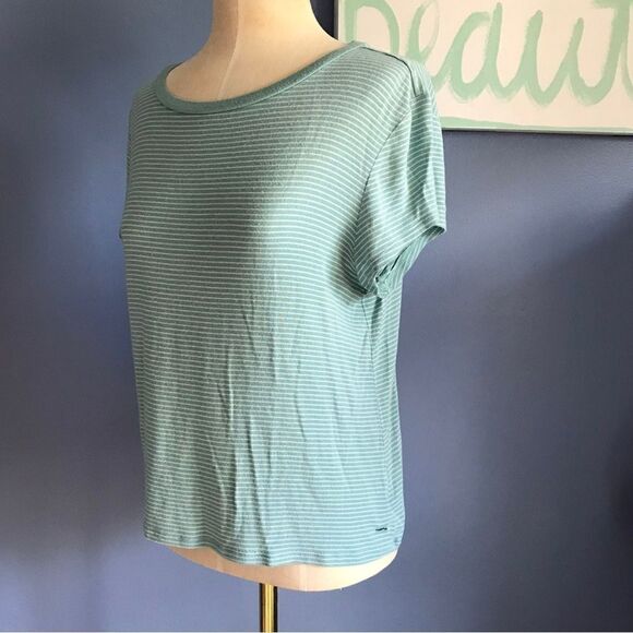 AEO Soft & Sexy Mint Green & White Striped Short Sleeve Tee - L - Picture 6 of 6